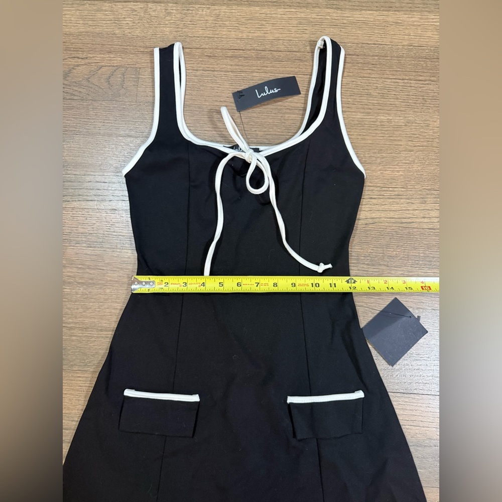 New Lulus Cutest Allure Black Bow Square Neck Sleeveless Mini Dress-Size Small - Picture 11 of 12